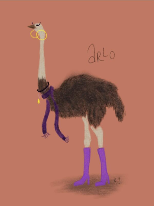 Postkarte "Arlo a non-binary ostrich"